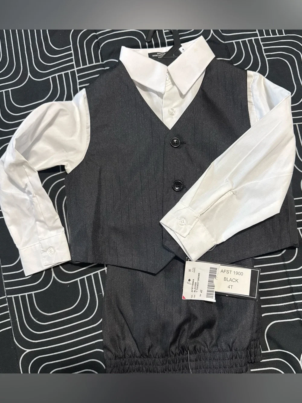 Classic Black Boys' Dress Vest & Shirt Set - Kids Accessories